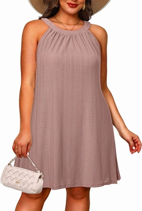 Daci Plus Size Swimsuit Cover Ups - Women Halter Hollow Out Bathing Suit Beach Coverup Sun-Dress