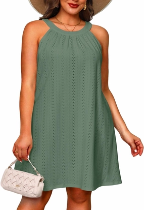 Daci Plus Size Swimsuit Cover Ups - Women Halter Hollow Out Bathing Suit Beach Coverup Sun-Dress