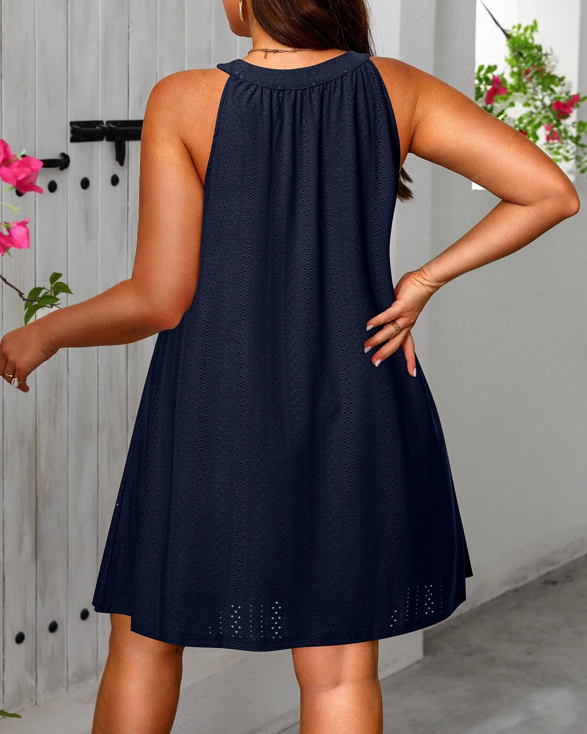 Daci Plus Size Swimsuit Cover Ups - Women Halter Hollow Out Bathing Suit Beach Coverup Sun-Dress