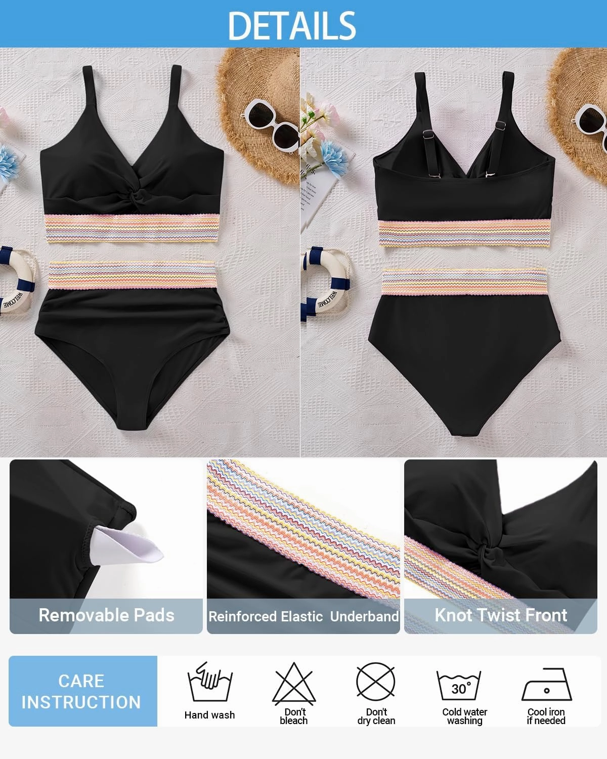 Daci Plus Size Two Piece Swimsuits - High Waisted Bikini for Women Tummy Control Bathing Suits Knot Twist Swimwear 2025