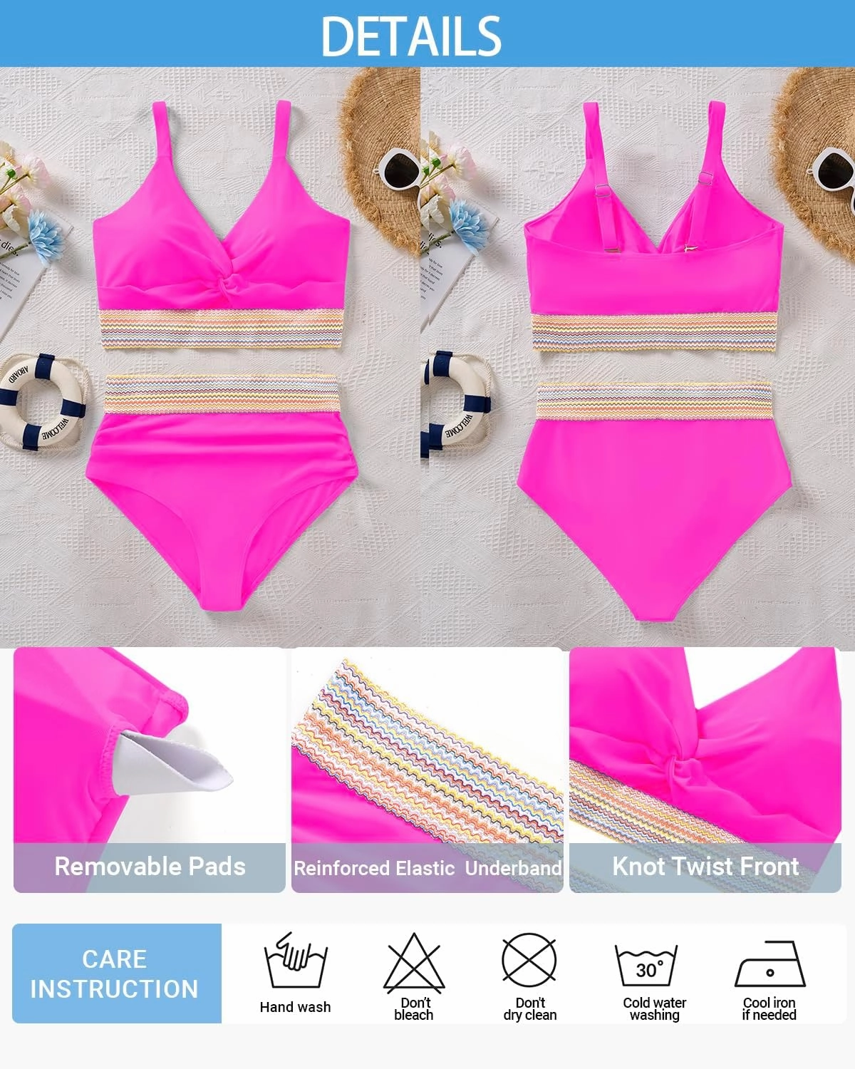 Daci Plus Size Two Piece Swimsuits - High Waisted Bikini for Women Tummy Control Bathing Suits Knot Twist Swimwear 2025