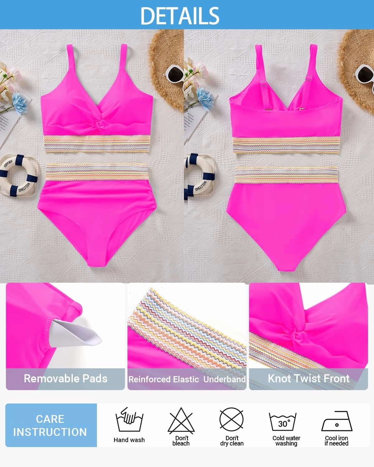 Daci Plus Size Two Piece Swimsuits - High Waisted Bikini for Women Tummy Control Bathing Suits Knot Twist Swimwear 2025