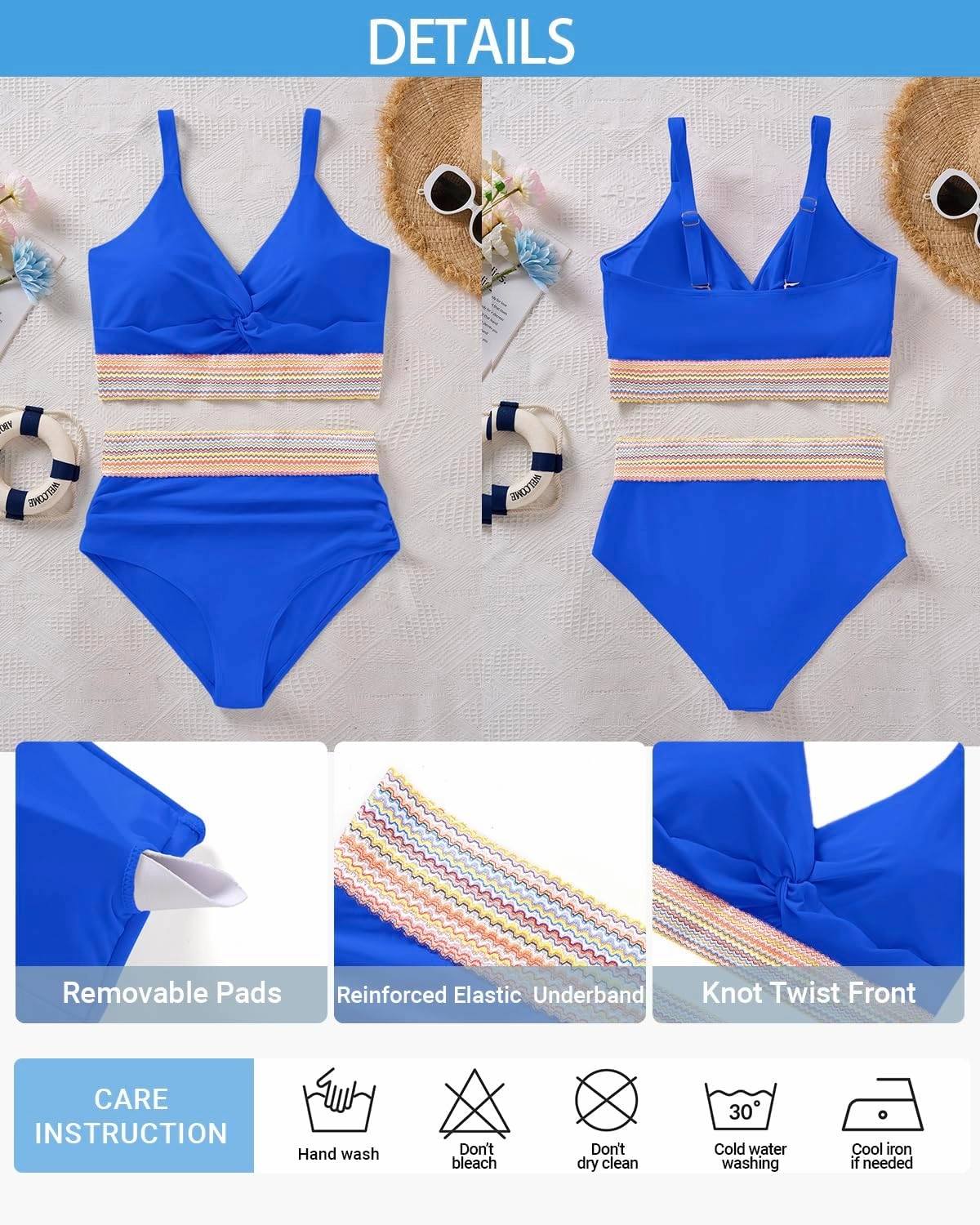 Daci Plus Size Two Piece Swimsuits - High Waisted Bikini for Women Tummy Control Bathing Suits Knot Twist Swimwear 2025