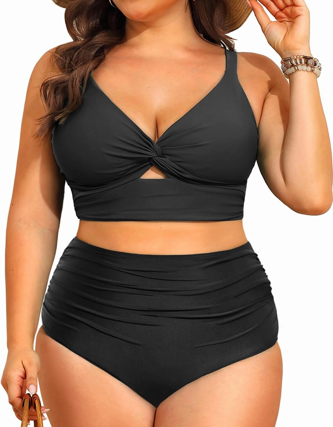Daci Plus Size Two Piece Swimsuits - Women High Waisted Bikini Tummy Control Bathing Suits Knot Twist Swimwear 2025
