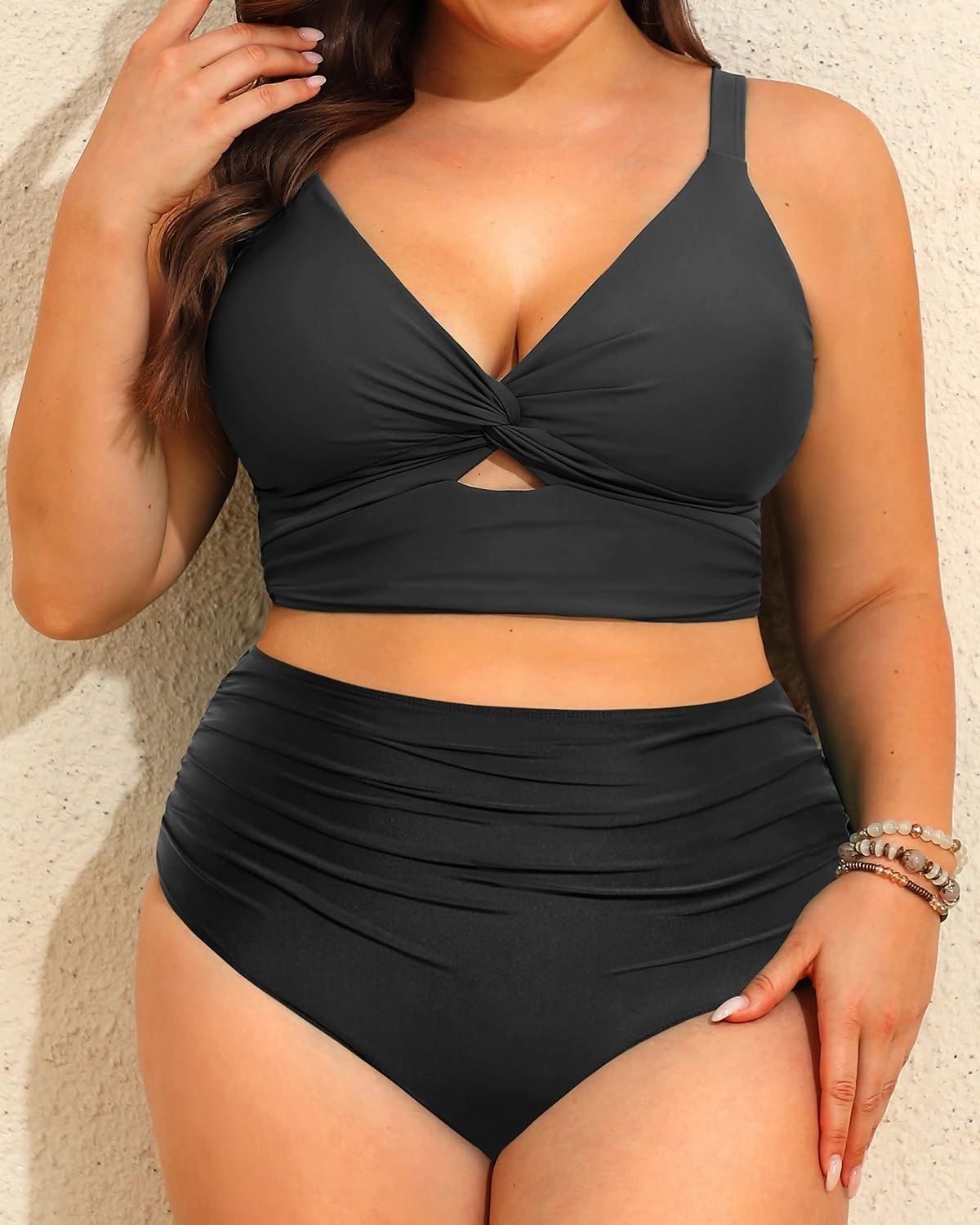 Daci Plus Size Two Piece Swimsuits - Women High Waisted Bikini Tummy Control Bathing Suits Knot Twist Swimwear 2025