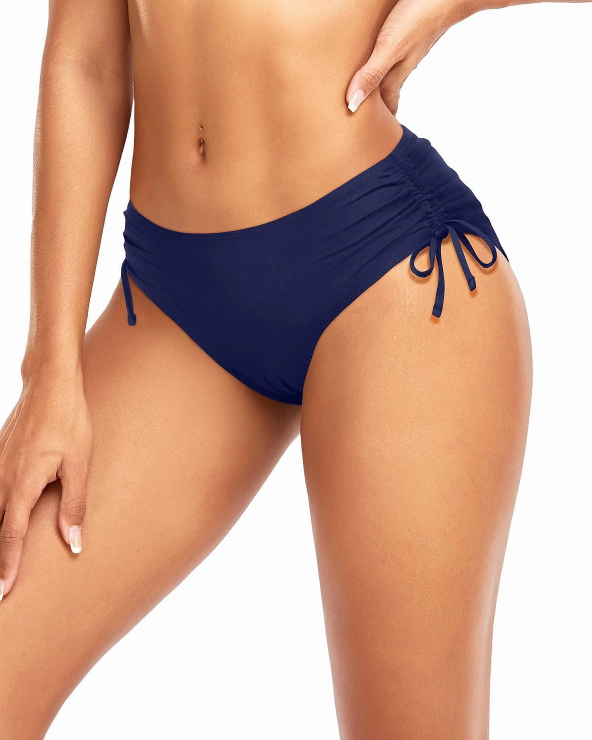 Daci Women Mid Waist Bikini Bottoms - Full Coverage Swim Bathing Suit Bottom Side Tied Swimsuit Bottoms