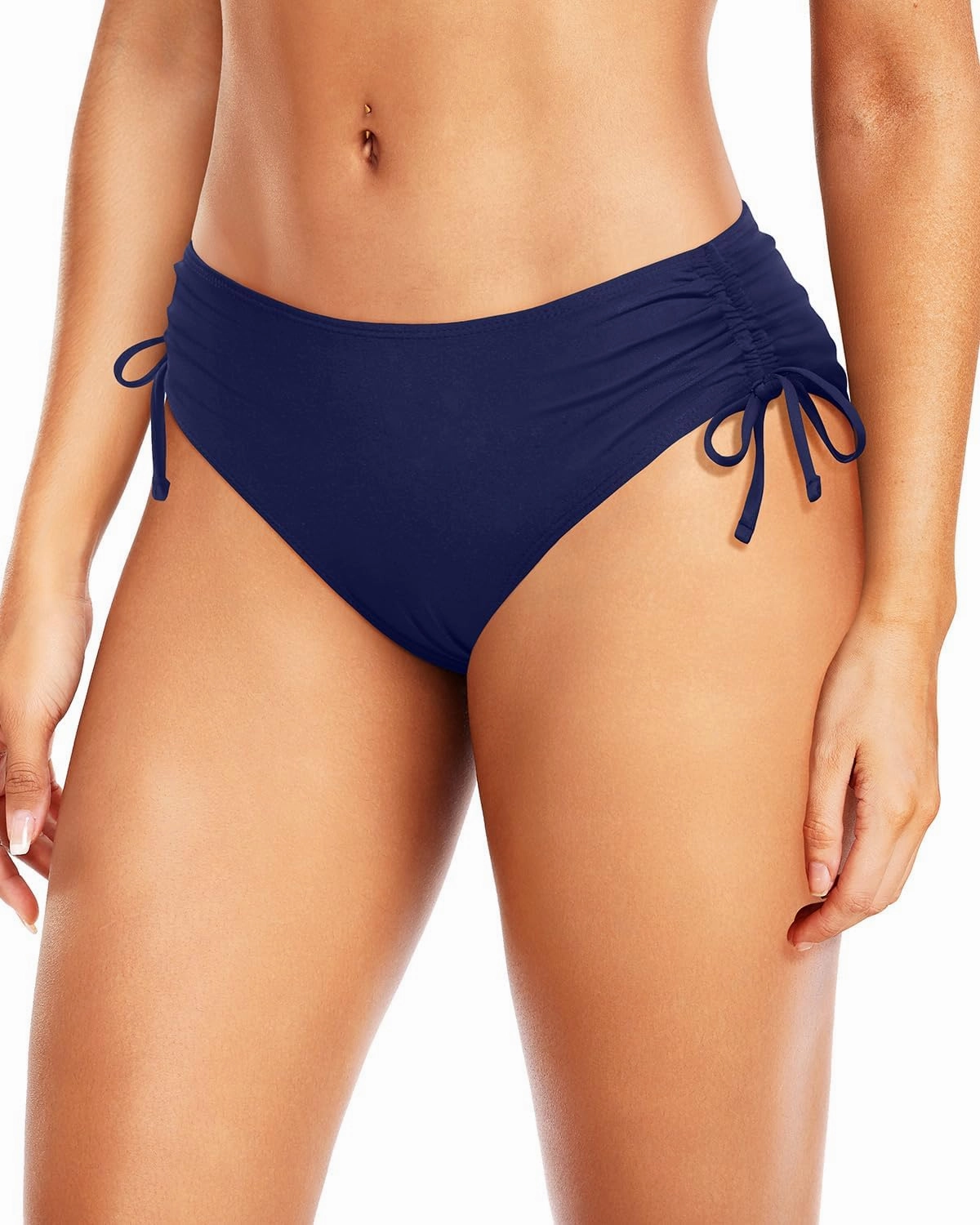 Daci Women Mid Waist Bikini Bottoms - Full Coverage Swim Bathing Suit Bottom Side Tied Swimsuit Bottoms