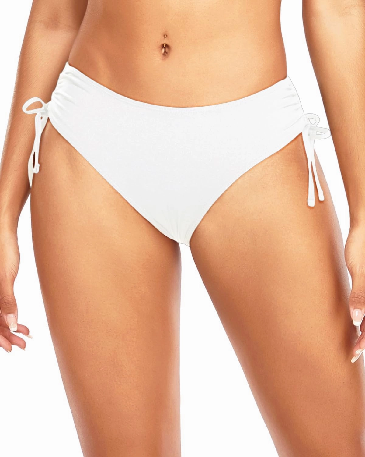 Daci Women Mid Waist Bikini Bottoms - Full Coverage Swim Bathing Suit Bottom Side Tied Swimsuit Bottoms