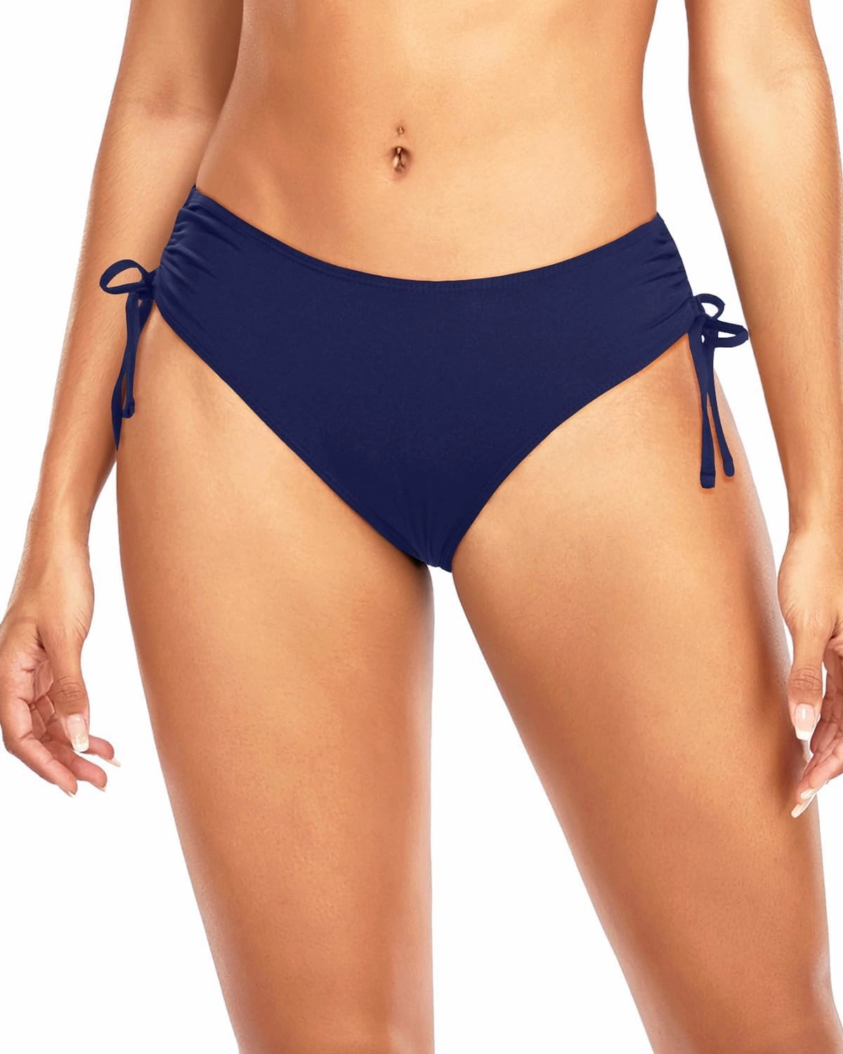 Daci Women Mid Waist Bikini Bottoms - Full Coverage Swim Bathing Suit Bottom Side Tied Swimsuit Bottoms