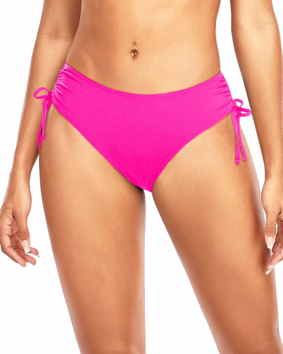 Daci Women Mid Waist Bikini Bottoms - Full Coverage Swim Bathing Suit Bottom Side Tied Swimsuit Bottoms