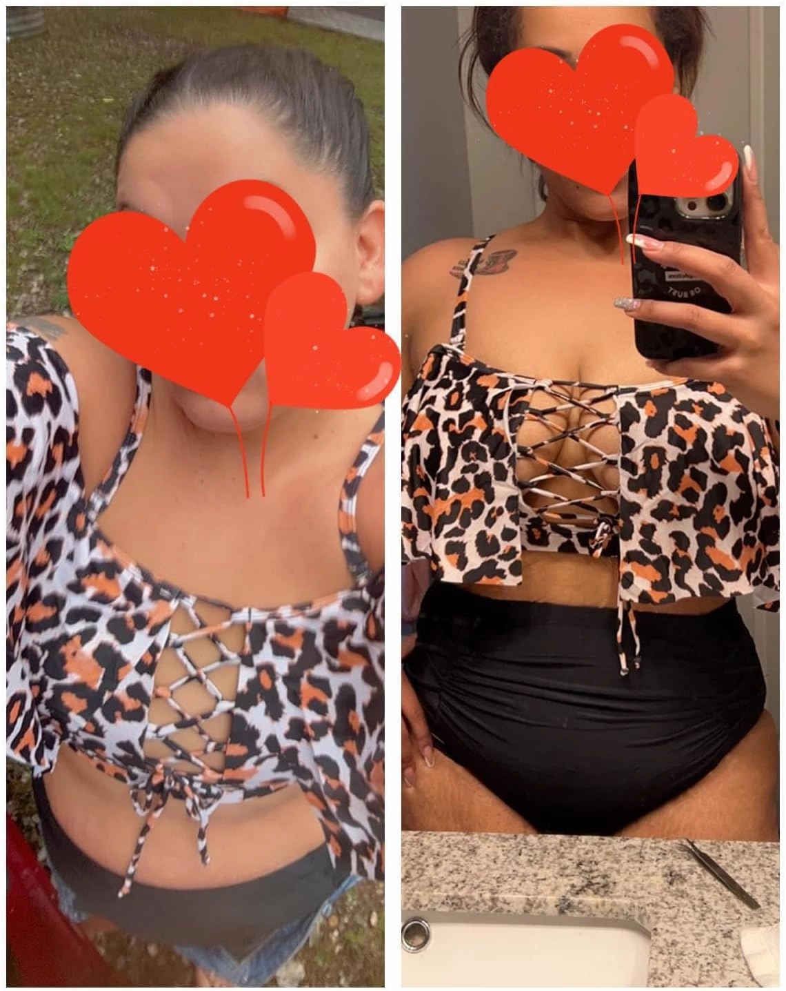 Daci Women Plus Size Bikini Sets High Waisted Ruffle Tummy Control Two Piece Swimsuit Off Shoulder Lace up Bathing Suit