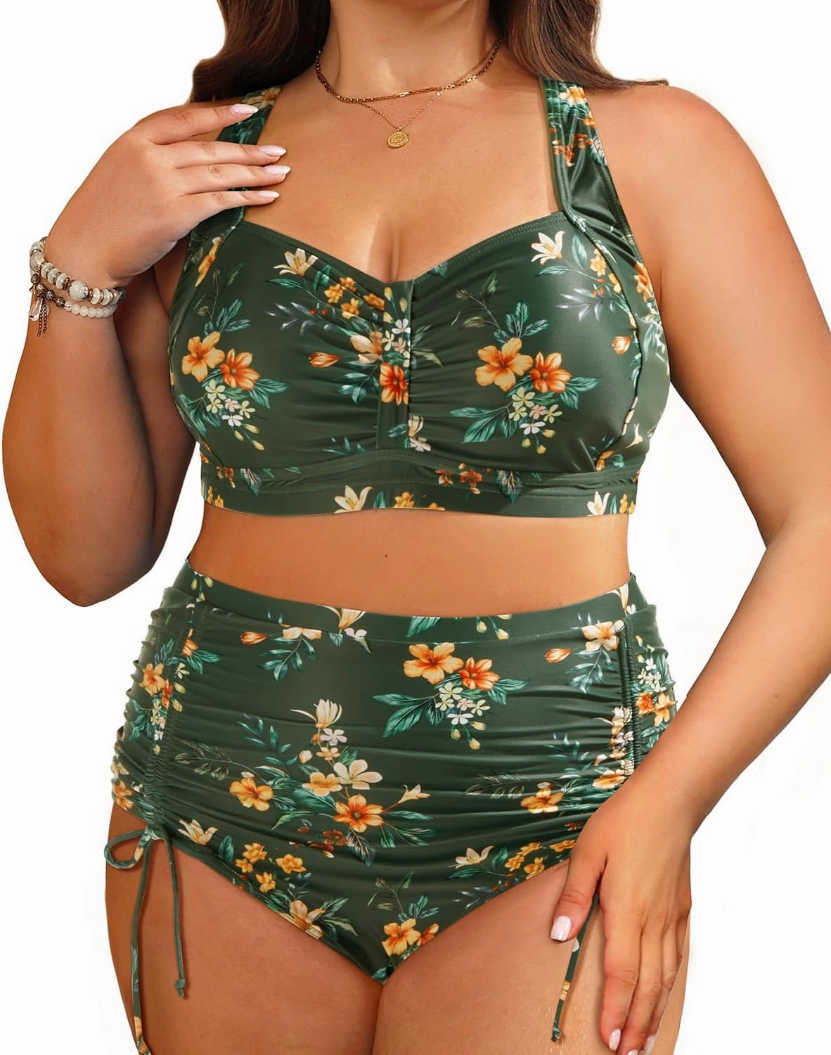 Daci Women Plus Size High Waisted Bikini Set - Two Piece Swimsuits Tummy Control Bathing Suit Ruched Bottom 2025