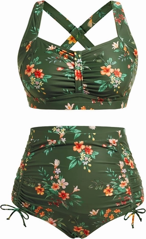 Daci Women Plus Size High Waisted Bikini Set - Two Piece Swimsuits Tummy Control Bathing Suit Ruched Bottom 2025