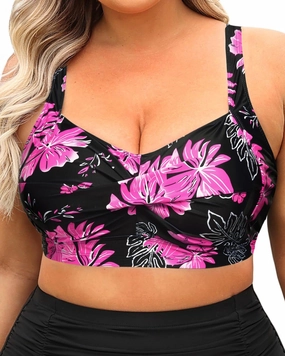 Daci Women Plus Size Push up Bikini Top Only Full Coverage Swimsuit Tops Twist Front Bathing Suit Bra for Large Bust