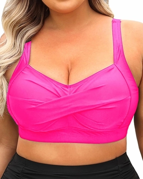 Daci Women Plus Size Push up Bikini Top Only Full Coverage Swimsuit Tops Twist Front Bathing Suit Bra for Large Bust