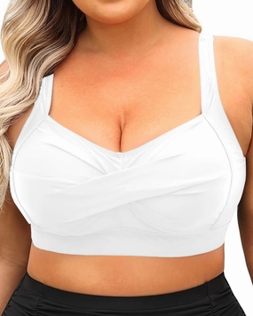 Daci Women Plus Size Push up Bikini Top Only Full Coverage Swimsuit Tops Twist Front Bathing Suit Bra for Large Bust