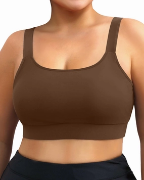 Daci Women Plus Size Sports Bra Bikini Top Only Push Up Scoop Neck Swim Top Full Coverage Bathing Suit for Large Bust
