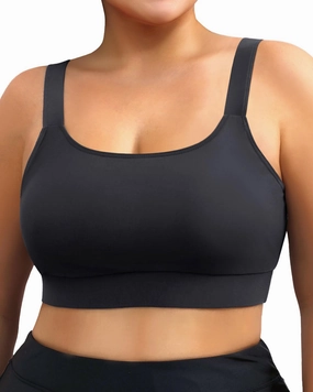 Daci Women Plus Size Sports Bra Bikini Top Only Push Up Scoop Neck Swim Top Full Coverage Bathing Suit for Large Bust