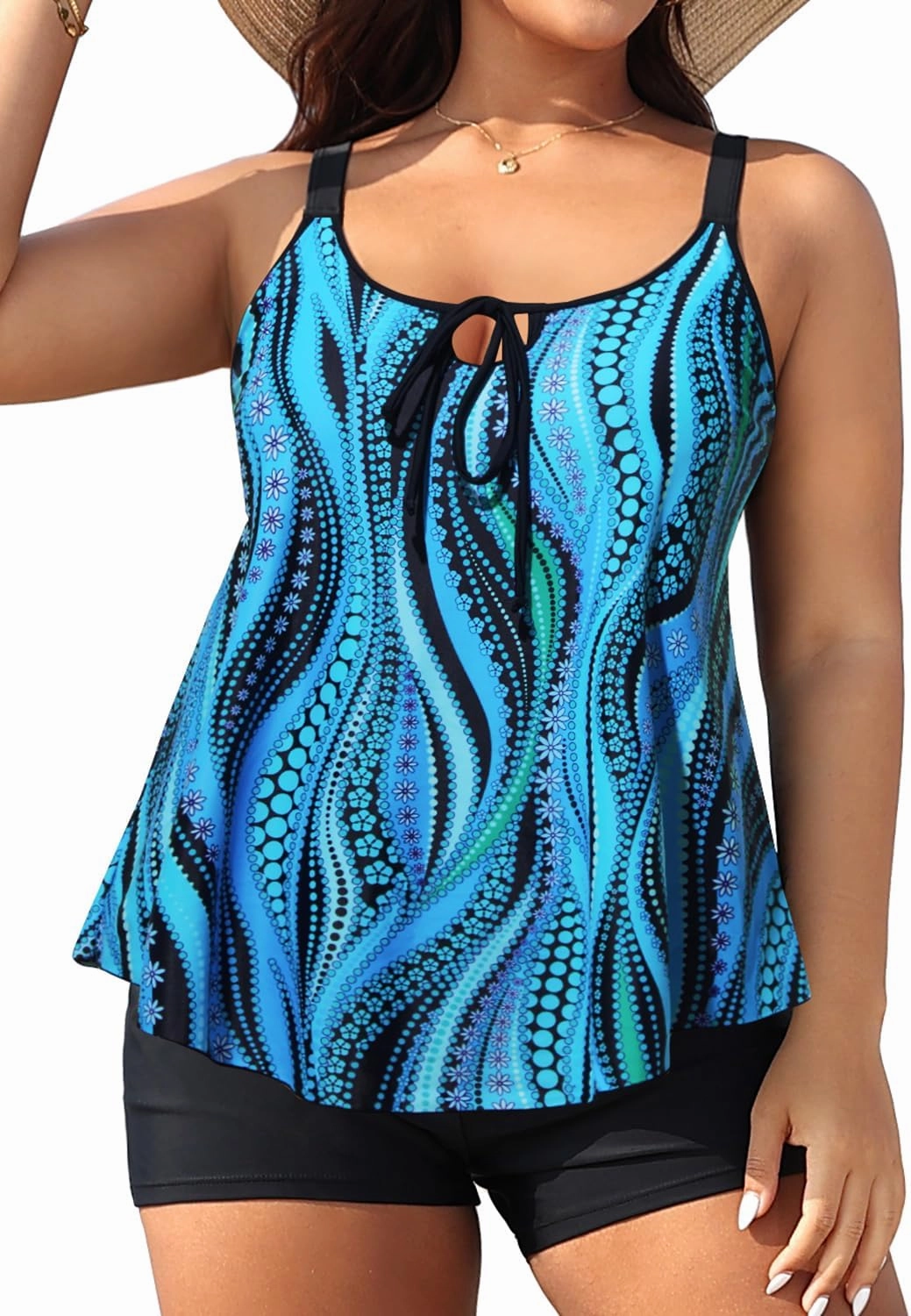 Daci Women Plus Size Tankini Swimsuit - 2 Piece Flowy Plus Size Bathing Suits and Shorts with Pockets 2025