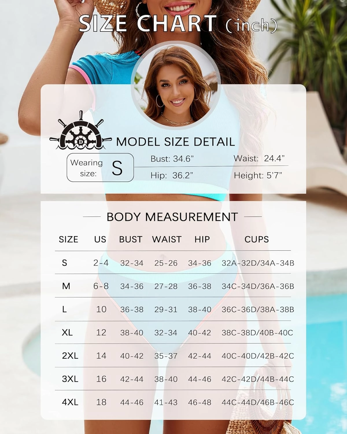 DaiLiWei Two Piece Tummy Control Swimsuits for Women Cheeky Bikini Sets Modest Bathing Suit High Neck Swim Suits Teens