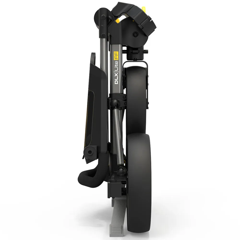 PowaKaddy DLX-Lite FF 3-Wheel Push Trolley - Gunmetal/Yellow Trim, Golf divot tool