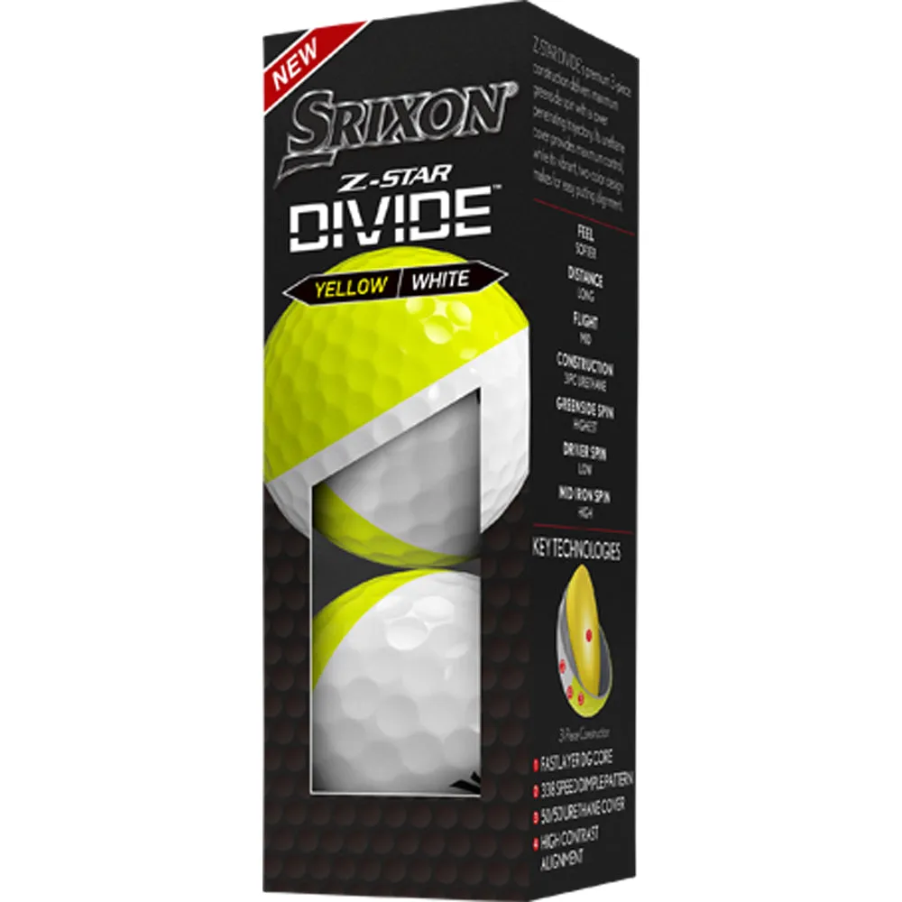 Srixon Z-Star Divide Golf Balls - White/Yellow - Double Dozen, Team golf uniforms, Golf bag cooler pocket