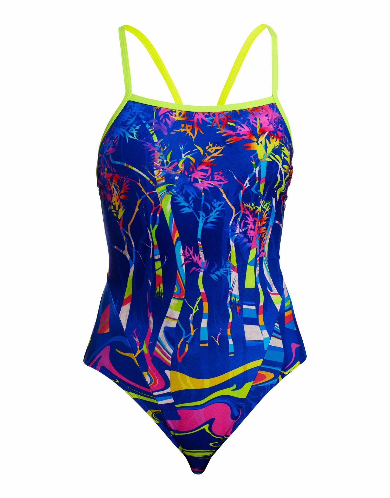 Dammed Single Strap Swimsuit - Blue/Yellow
