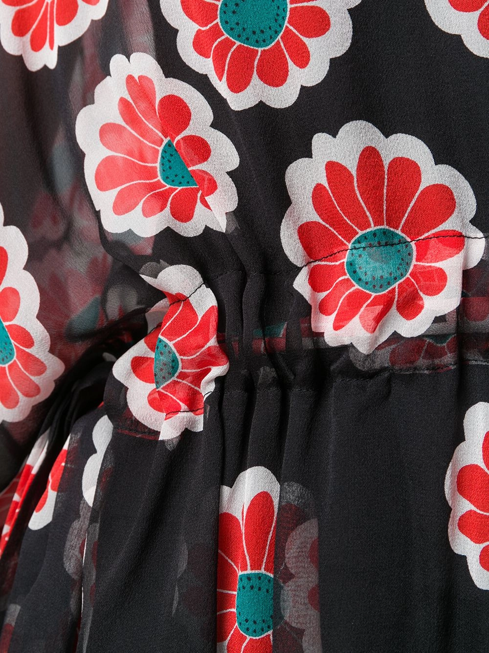 Diane Von Furstenberg DVF Beach Banded Kimono Blossom Red & Black Silk Dress