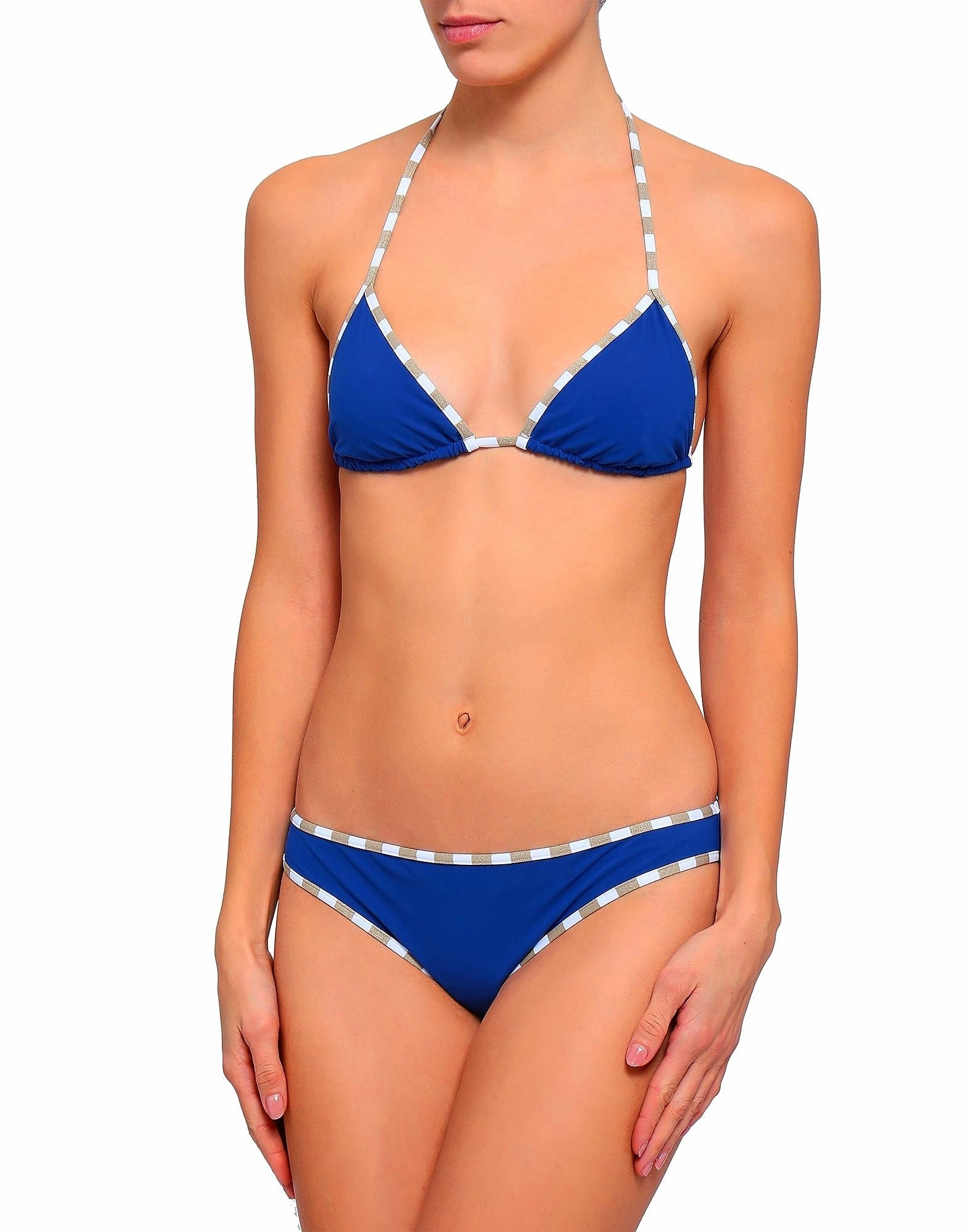 Diane Von Furstenberg DVF Classic Klien Blue Gold White Triangle Bikini