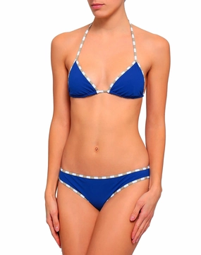 Diane Von Furstenberg DVF Classic Klien Blue Gold White Triangle Bikini