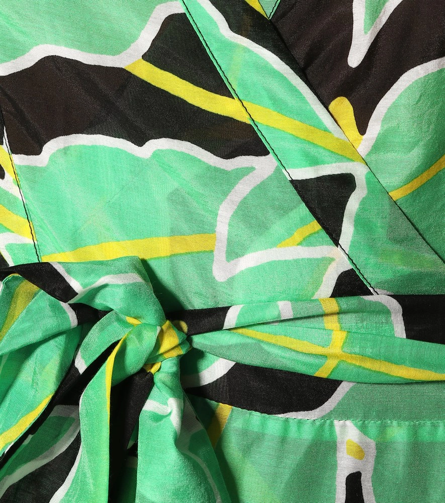 Diane Von Furstenberg DVF Wrap Dress In Windsor Floral Palm Green Print