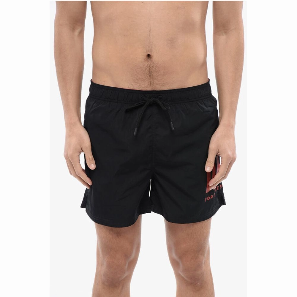 Diesel Solid Color BMBX-NICO Swim Shorts with Contrasting Men's Logo