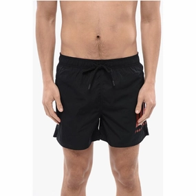Diesel Solid Color BMBX-NICO Swim Shorts with Contrasting Men's Logo