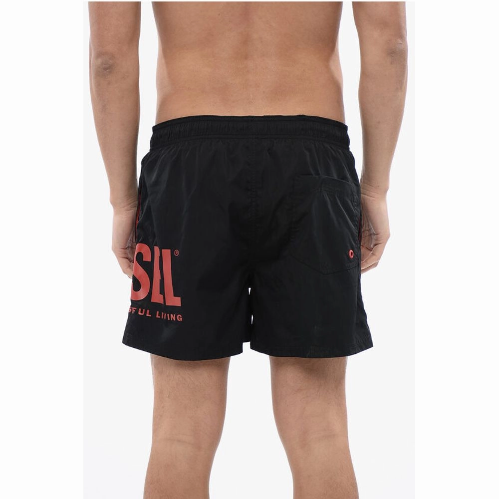 Diesel Solid Color BMBX-NICO Swim Shorts with Contrasting Men's Logo