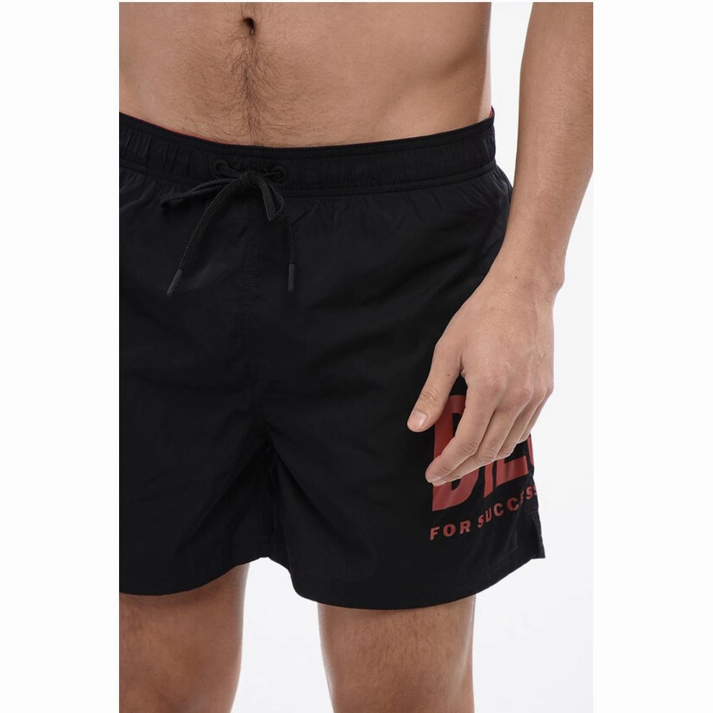 Diesel Solid Color BMBX-NICO Swim Shorts with Contrasting Men's Logo