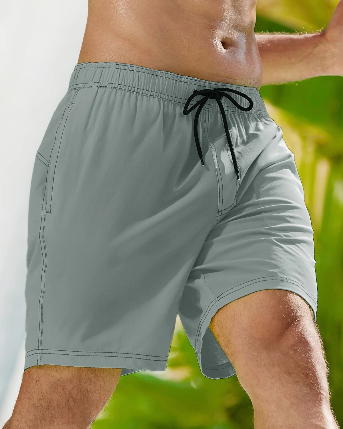 difficort Mens Swim Trunks with Compression Liner Quick-Dry Bathing Suit with Zipper Pockets