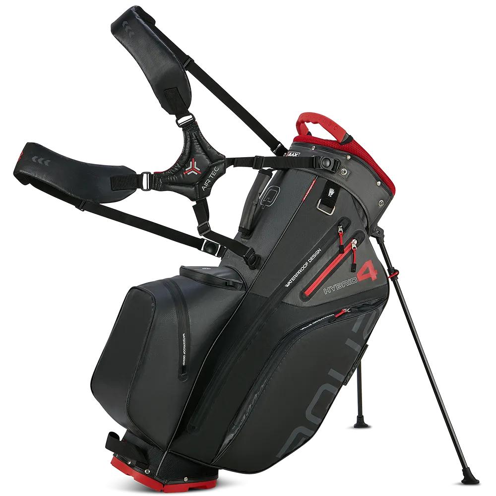 Discover the Difference Big Max Aqua Hybrid 4 Waterproof Stand Bag - Black/Charcoal/Red Everyones Talking, Golf tournament gifts, Solar powered golf cart