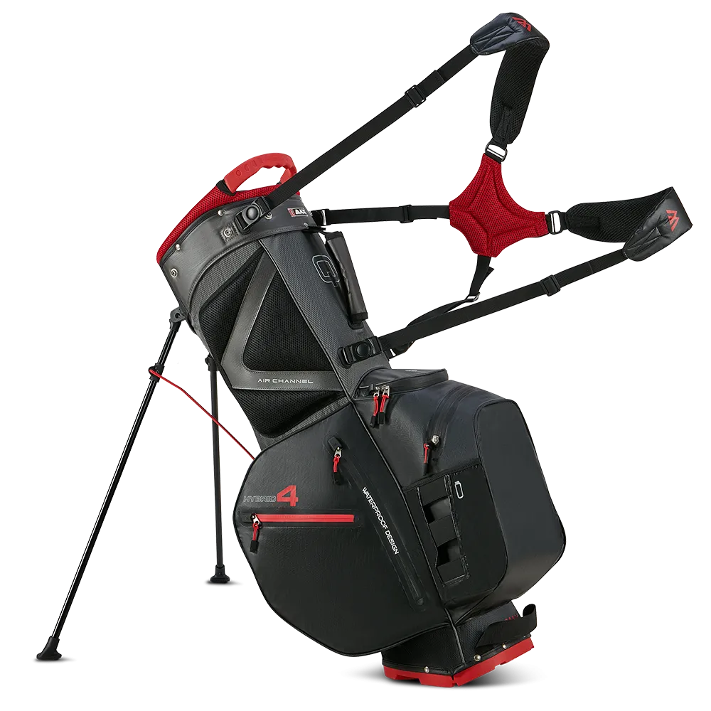 Big Max Aqua Hybrid 4 Waterproof Stand Bag - Black/Charcoal/Red, USGA approved golf balls