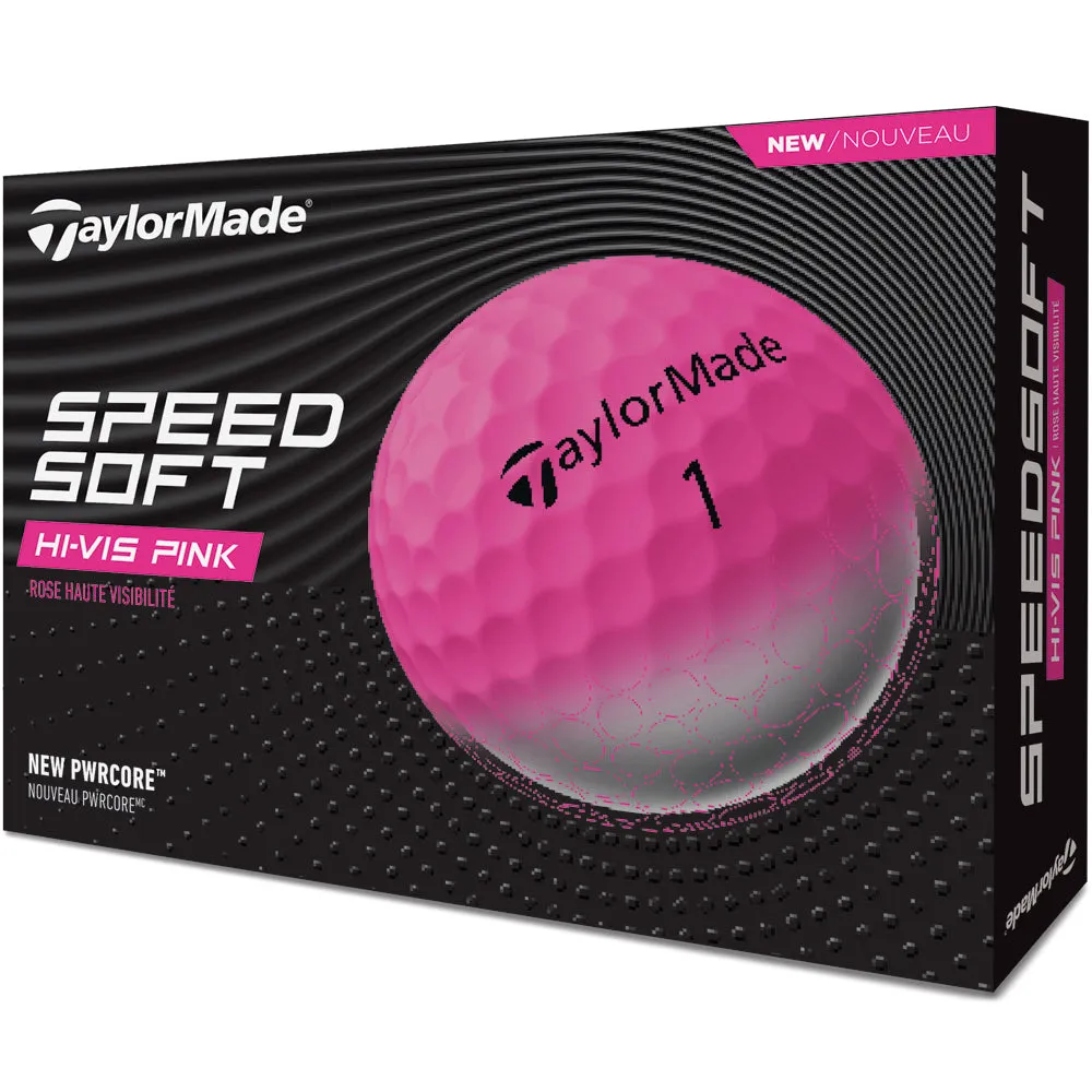 TaylorMade Speedsoft Golf Balls - Hi-Vis Pink - 12 Pack, TaylorMade golf clubs, Golf practice balls