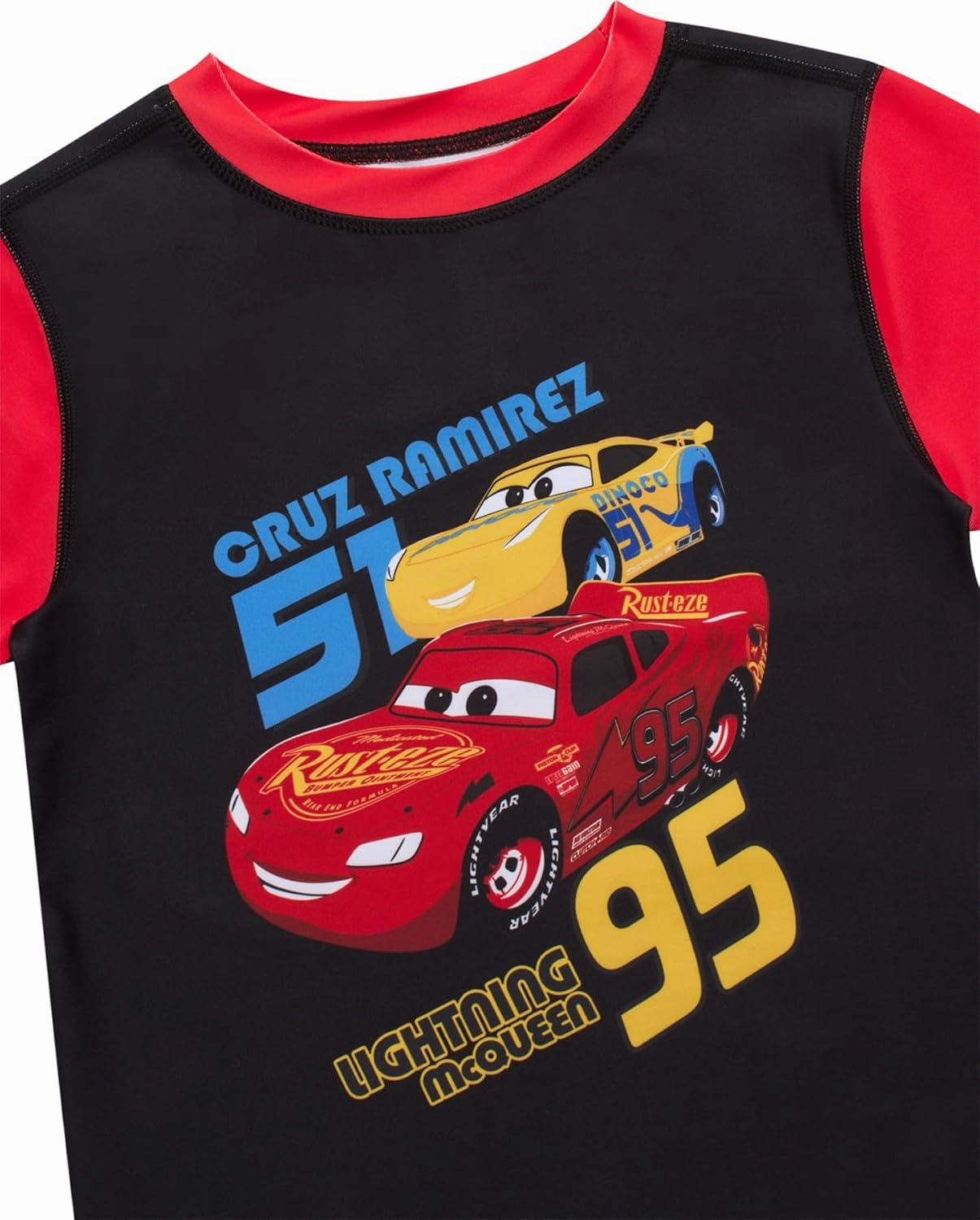 Disney Boys Rash Guard Set - 2 Piece Mickey Mouse, Cars Lighting McQueen, and Buzz Lightyear UP50  Swim Set for Boys (2T-7)