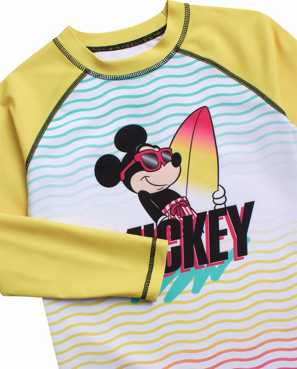 Disney Boys Rash Guard Set - 2 Piece Mickey Mouse, Cars Lighting McQueen, and Buzz Lightyear UP50  Swim Set for Boys (2T-7)