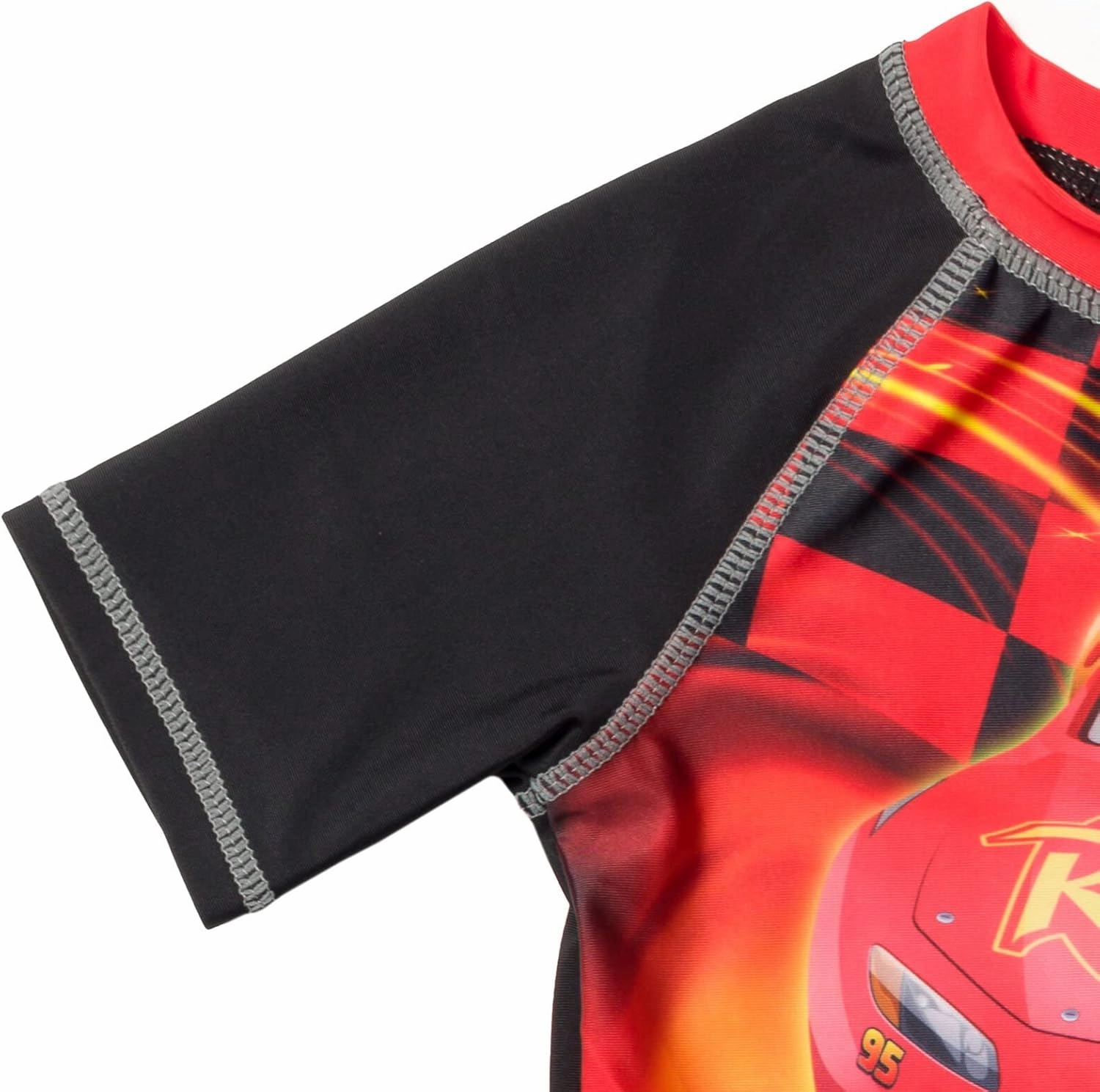 Disney Cars UPF 50  Rash Guard Shirt and Swim Trunks Outfit Set Toddler to Little Kid Sizes (2T - 7-8)