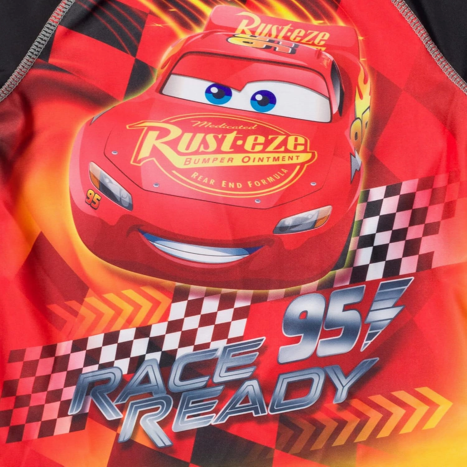 Disney Cars UPF 50  Rash Guard Shirt and Swim Trunks Outfit Set Toddler to Little Kid Sizes (2T - 7-8)