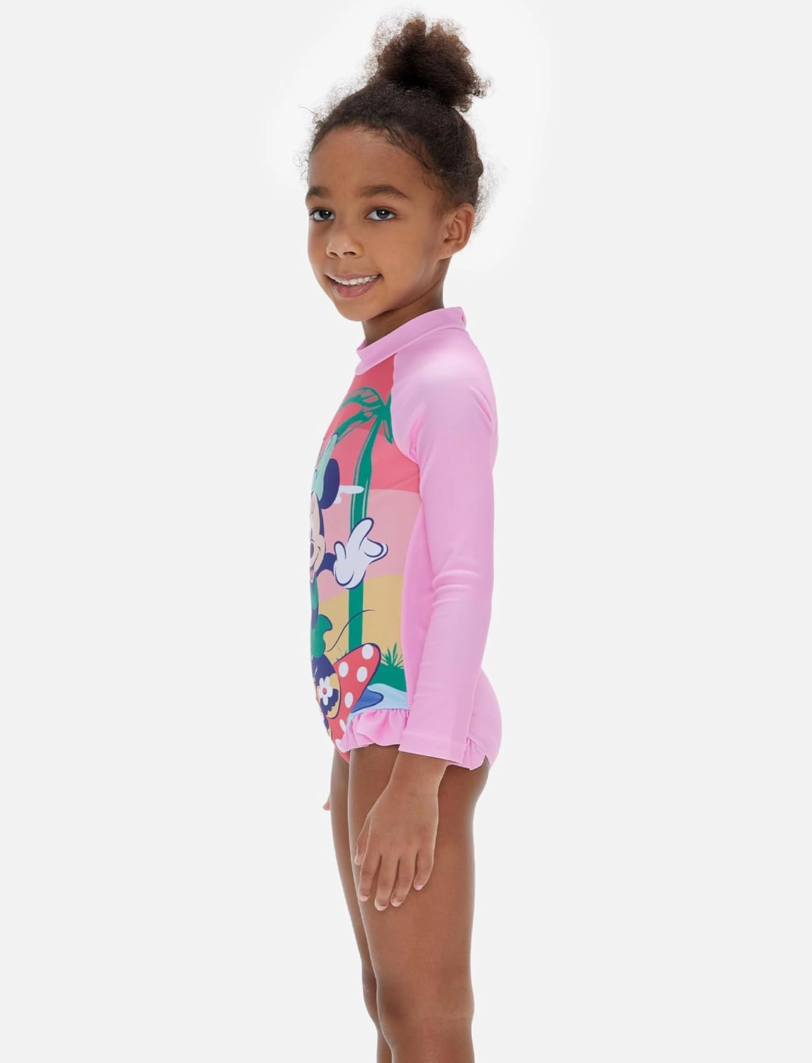 Disney Princess Frozen Elsa Minnie Stitch One Piece Swimsuit Rashguard Bathing Suit UPF 50 Toddler Girl Long Sleeve Swimwear