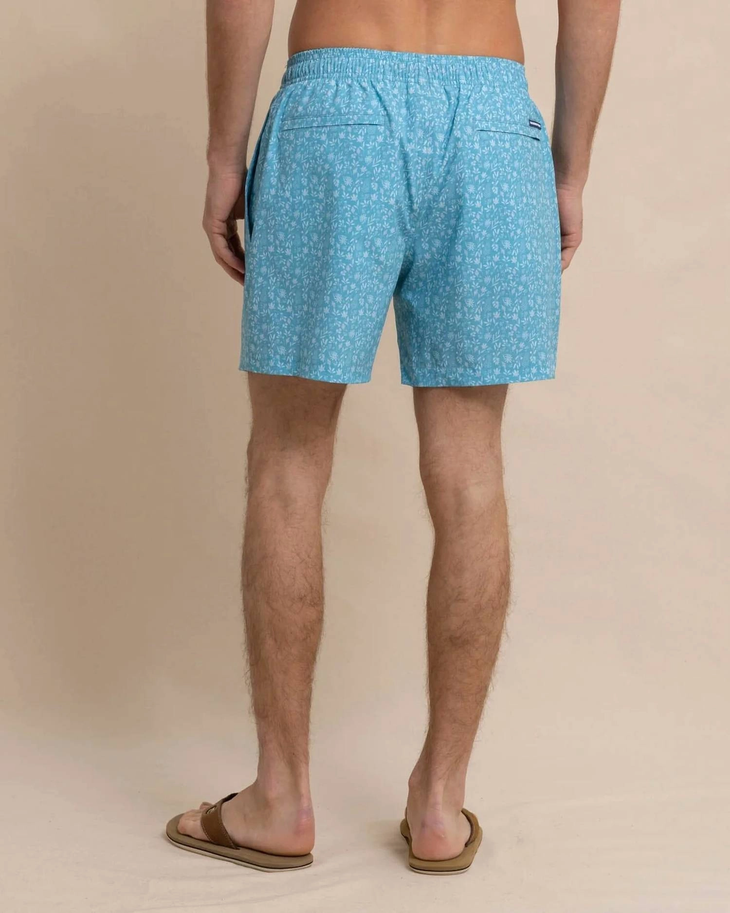 Ditzy Floral Swim Trunk In Ocean Aqua