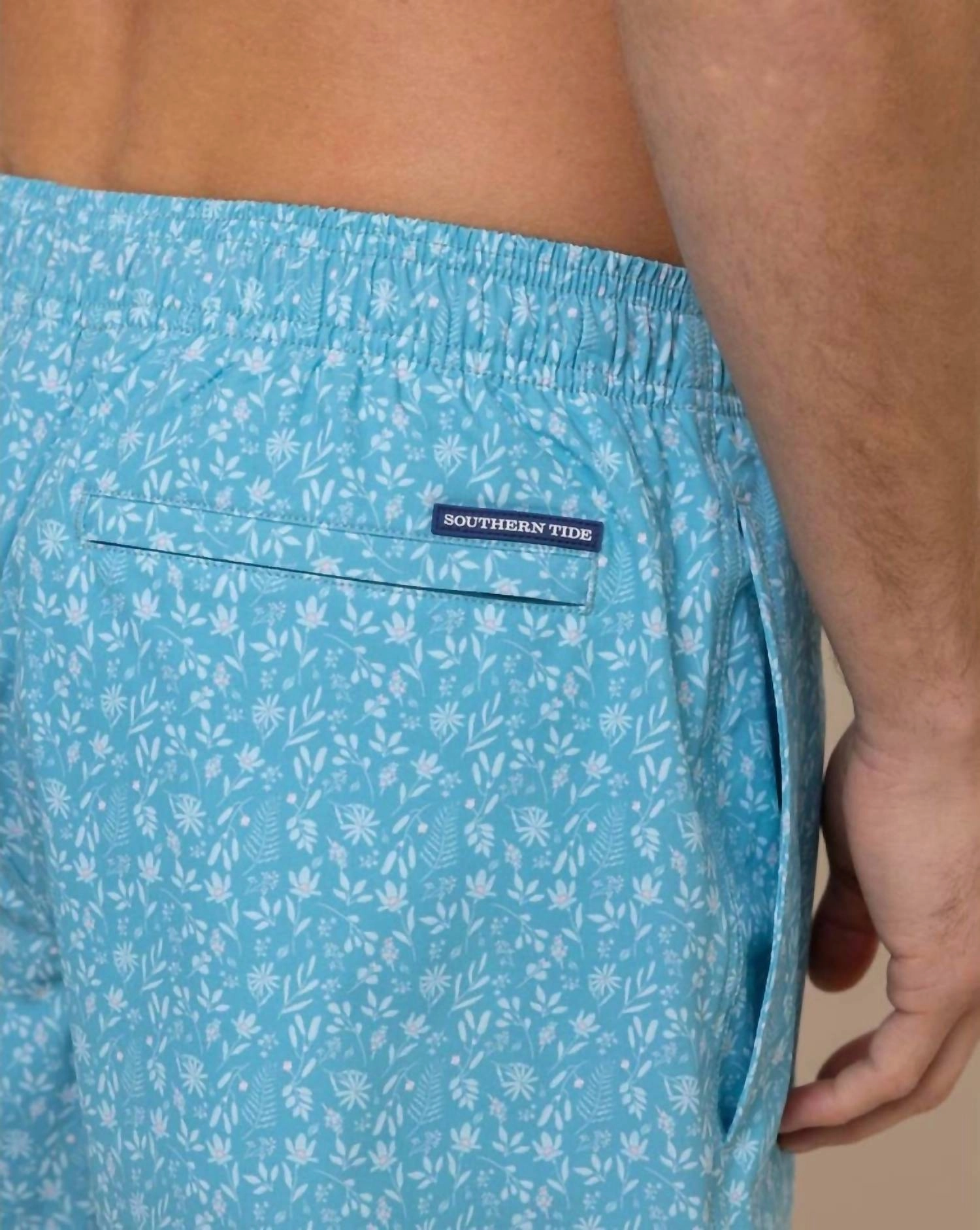 Ditzy Floral Swim Trunk In Ocean Aqua