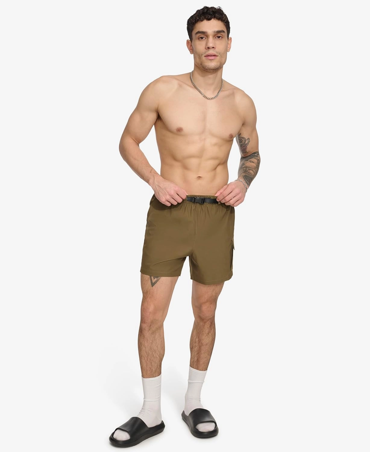 DKNY Men's Stretch Quick Dry Volley UPF 40  Protection Swim Trunk