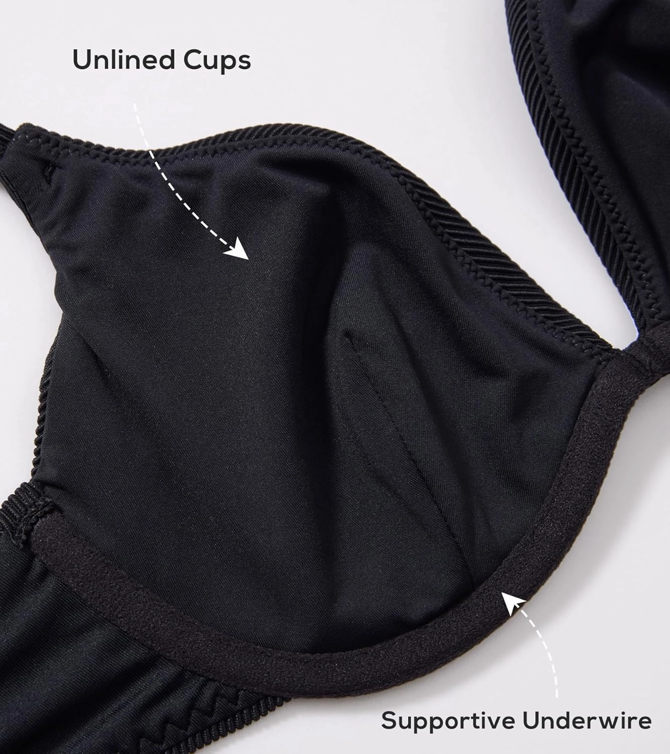 DOBREVA Women's Underwire Bikini Top V Neck Bathing Suit Tops Ribbed Plunge Swimsuits Sexy Unpadded - Bra Sizes