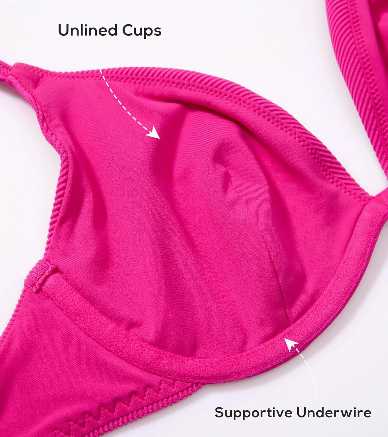 DOBREVA Women's Underwire Bikini Top V Neck Bathing Suit Tops Ribbed Plunge Swimsuits Sexy Unpadded - Bra Sizes