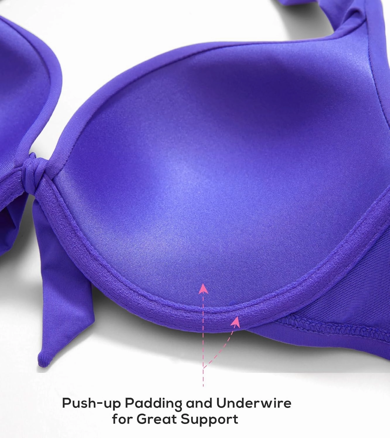 DOBREVA Women's Underwire Push Up Bikini Top Halter Bathing Suit Tops Sexy Supportive Swimsuits - Bra Sizes